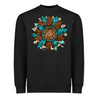 Black gemstone cowhide leopard turquoise sunflower Heavyweight Sweatshirt - Artiststas