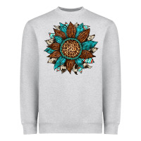 Heather Grey gemstone cowhide leopard turquoise sunflower Heavyweight Sweatshirt - Artiststas