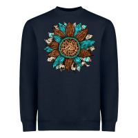 Navy gemstone cowhide leopard turquoise sunflower Heavyweight Sweatshirt - Artiststas