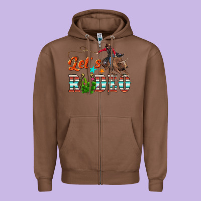 Lets Rodeo Zipper Hoodie Designed By Nancycooperartshop