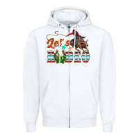 White lets rodeo Zipper Hoodie - NancyCooperArtShop