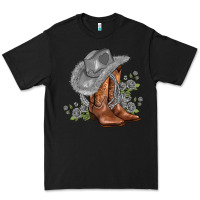 Black gray cowgirl and roses Premium Tee - AdoDesignShop