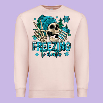 Freezing To Death Winter Skull Premium Sweatshirt Designed By Jasminsmagicworld