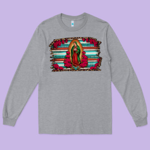 Lady Of Guadalupe Serape And Roses Long Sleeve Tee Designed By Jasminsmagicworld