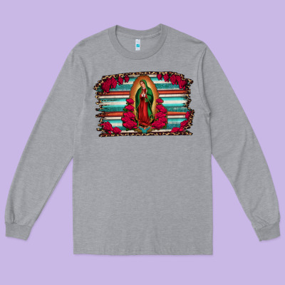 Lady Of Guadalupe Serape And Roses Long Sleeve Tee Designed By Jasminsmagicworld