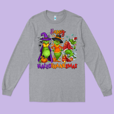 Happy Hallothanksmas Long Sleeve Tee Designed By Nancycooperartshop