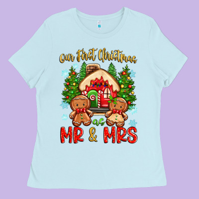 Our First Christmas As Mr And Mrs Ladies Tee Designed By Zillion Design Studio