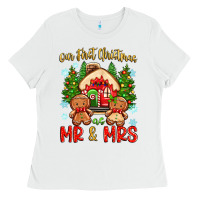 White our first christmas as mr and mrs Ladies Tee - Zillion Design Studio