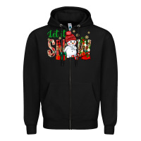 Black let it snow with snowman Zipper Hoodie - NancyCooperArtShop