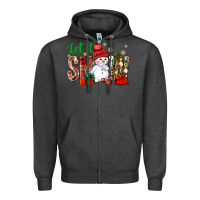 Charcoal Heather let it snow with snowman Zipper Hoodie - NancyCooperArtShop