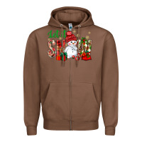 Chestnut let it snow with snowman Zipper Hoodie - NancyCooperArtShop