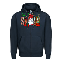 Navy let it snow with snowman Zipper Hoodie - NancyCooperArtShop