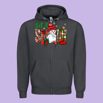 Let It Snow With Snowman Zipper Hoodie Designed By Nancycooperartshop
