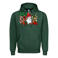 Sports Green let it snow with snowman Zipper Hoodie - NancyCooperArtShop