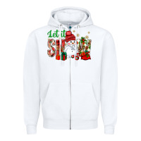 White let it snow with snowman Zipper Hoodie - NancyCooperArtShop
