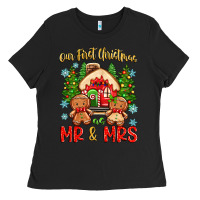 Black our first christmas as mr and mrs Ladies Tee - Zillion Design Studio
