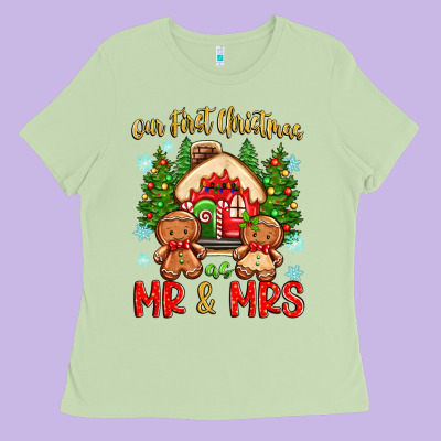 Our First Christmas As Mr And Mrs Ladies Tee Designed By Zillion Design Studio