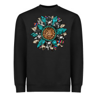 Black cowhide leopard serape gemstone  sunflower Heavyweight Sweatshirt - Artiststas