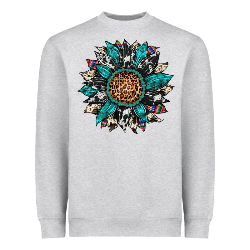Cowhide Leopard Serape Gemstone  Sunflower Heavyweight Sweatshirt by Artiststas | Teevron