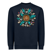 Navy cowhide leopard serape gemstone  sunflower Heavyweight Sweatshirt - Artiststas
