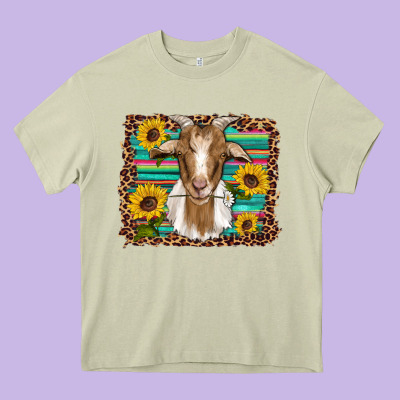 Goat Daisy Sunflowers Leopard Serape Glitter Heavy Core Tee Designed By Artiststas