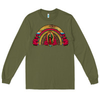 Army Green lady of guadalupe rainbow Long Sleeve Tee - Jasminsmagicworld