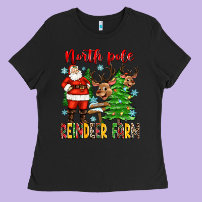 North Pole Reindeer Farm Ladies Tee Designed By Zillion Design Studio
