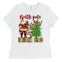 White north pole reindeer farm Ladies Tee - Zillion Design Studio