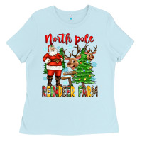 Baby Blue north pole reindeer farm Ladies Tee - Zillion Design Studio
