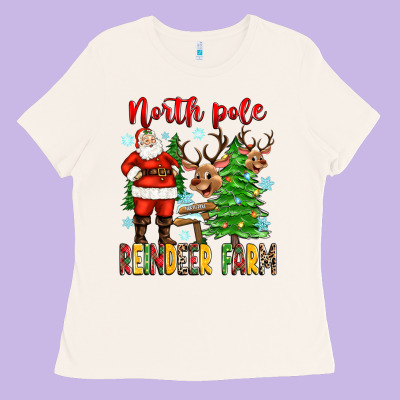 North Pole Reindeer Farm Ladies Tee Designed By Zillion Design Studio