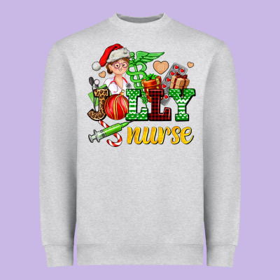 Jolly Nurse With Christmas Element Heavyweight Sweatshirt Designed By Adodesignshop