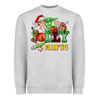 Heather Grey jolly nurse with Christmas element Heavyweight Sweatshirt - AdoDesignShop