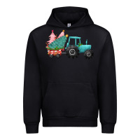 Black christmas tree tractor Urban Hoodie - CowGirlArtShop