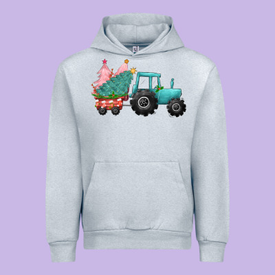 Christmas Tree Tractor Urban Hoodie Designed By Cowgirlartshop