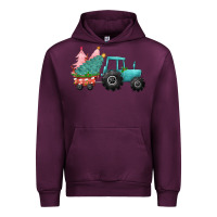 Mauve Wine christmas tree tractor Urban Hoodie - CowGirlArtShop