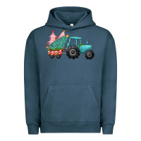 Pigment Midnight Navy christmas tree tractor Urban Hoodie - CowGirlArtShop