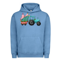 Pigment Pebble Blue christmas tree tractor Urban Hoodie - CowGirlArtShop