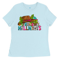 Baby Blue yeehaws and hellnaws Ladies Tee - texasbilliewilder
