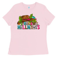 Bubblegum Pink yeehaws and hellnaws Ladies Tee - texasbilliewilder
