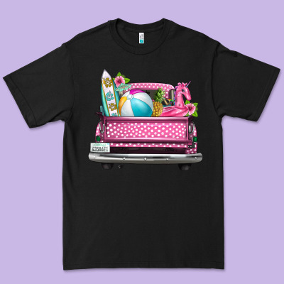 Summer Pink Truck Beach Premium Tee Designed By Texasbilliewilder