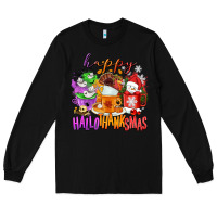 Black Happy Hallothanksmas coffee cups Long Sleeve Tee - NancyCooperArtShop