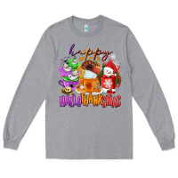 Heather Grey Happy Hallothanksmas coffee cups Long Sleeve Tee - NancyCooperArtShop