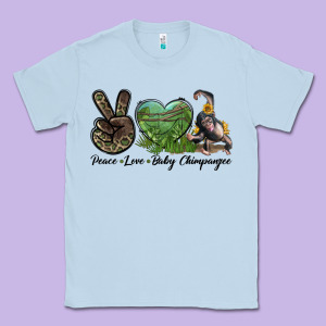 Leopard Peace Love Baby Chimpanzee Classic Tee Designed By Lillyallendesigns