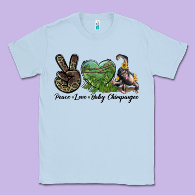Leopard Peace Love Baby Chimpanzee Classic Tee Designed By Lillyallendesigns