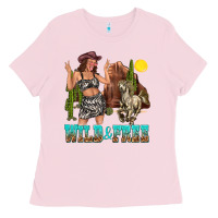 Bubblegum Pink wild and free Ladies Tee - texasbilliewilder