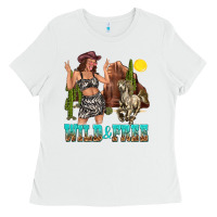 White wild and free Ladies Tee - texasbilliewilder