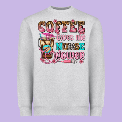 Coffee Gives Me Nurse Power Heavyweight Sweatshirt Designed By Adodesignshop