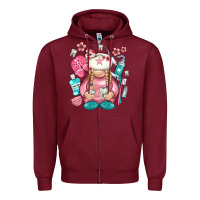 Burgundy dentist gnome Zipper Hoodie - NancyCooperArtShop