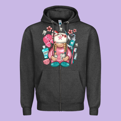 Dentist Gnome Zipper Hoodie Designed By Nancycooperartshop