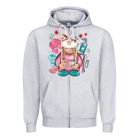 Heather Grey dentist gnome Zipper Hoodie - NancyCooperArtShop